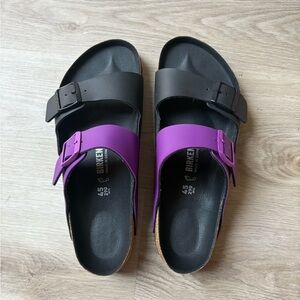 NWOT Birkenstock Arizona Split Women's Black & Purple Sandals - SIZE 11.5
